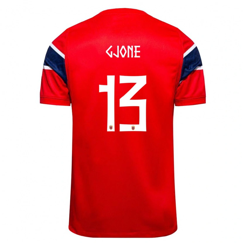 Danxen Pánské Norsko Martin Gjone #13 Červená Námořnická Bílá Domů Hráčské Dresy 26-28 Dres