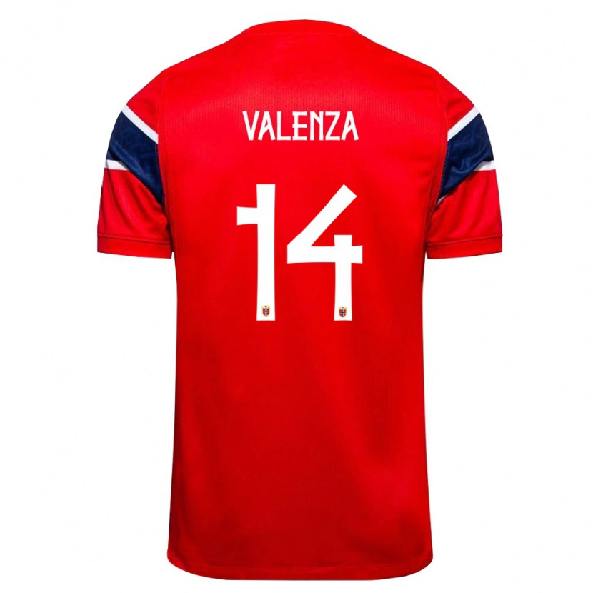 Danxen Pánské Norsko William Kaldråstøyl Valenza #14 Červená Námořnická Bílá Domů Hráčské Dresy 26-28 Dres
