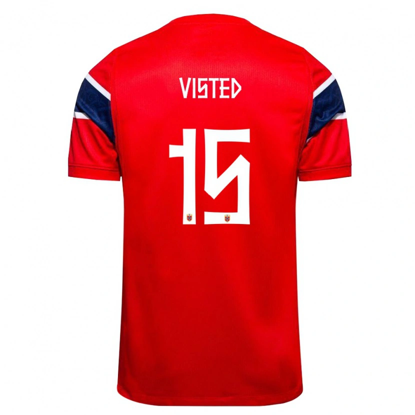 Danxen Pánské Norsko Ola Visted #15 Červená Námořnická Bílá Domů Hráčské Dresy 26-28 Dres