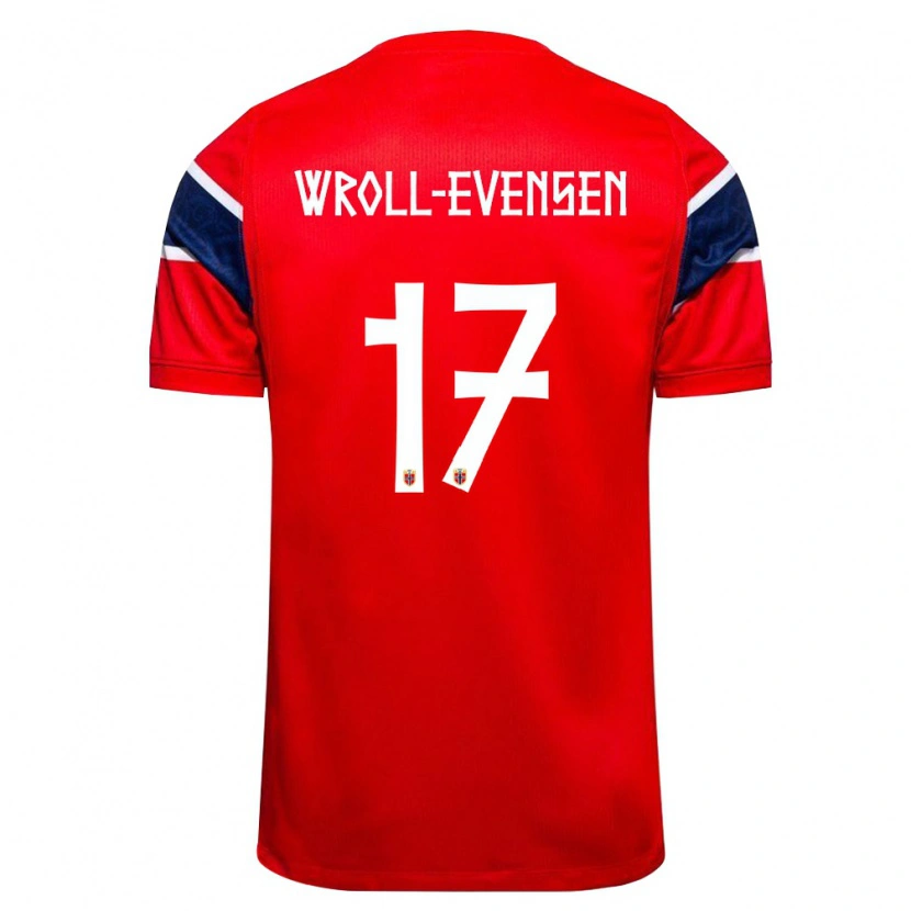 Danxen Pánské Norsko Henrik Wroll-Evensen #17 Červená Námořnická Bílá Domů Hráčské Dresy 26-28 Dres