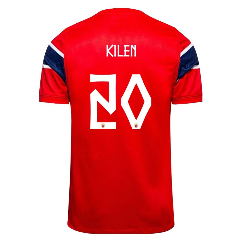 Danxen Pánské Norsko Sander Kilen #20 Červená Námořnická Bílá Domů Hráčské Dresy 26-28 Dres