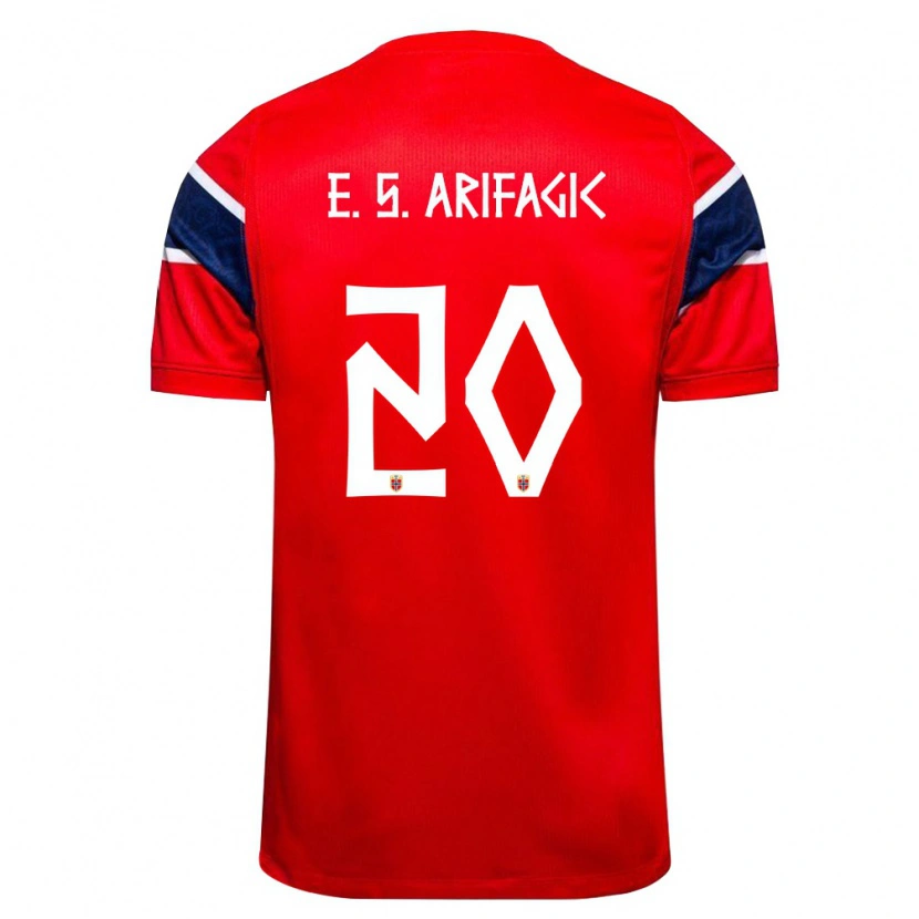Danxen Pánské Norsko Elias Samuelsen Arifagic #20 Červená Námořnická Bílá Domů Hráčské Dresy 26-28 Dres