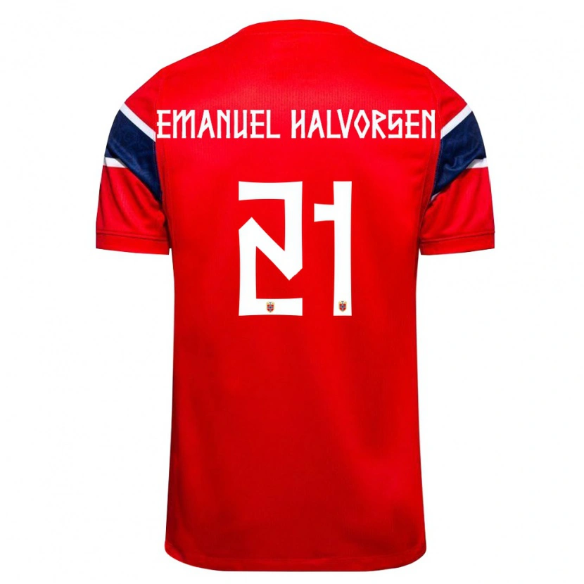 Danxen Pánské Norsko Victor Halvorsen #21 Červená Námořnická Bílá Domů Hráčské Dresy 26-28 Dres