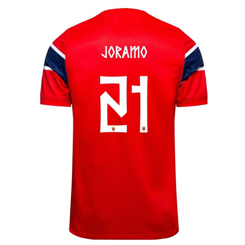 Danxen Pánské Norsko Emilie Joramo #21 Červená Námořnická Bílá Domů Hráčské Dresy 26-28 Dres