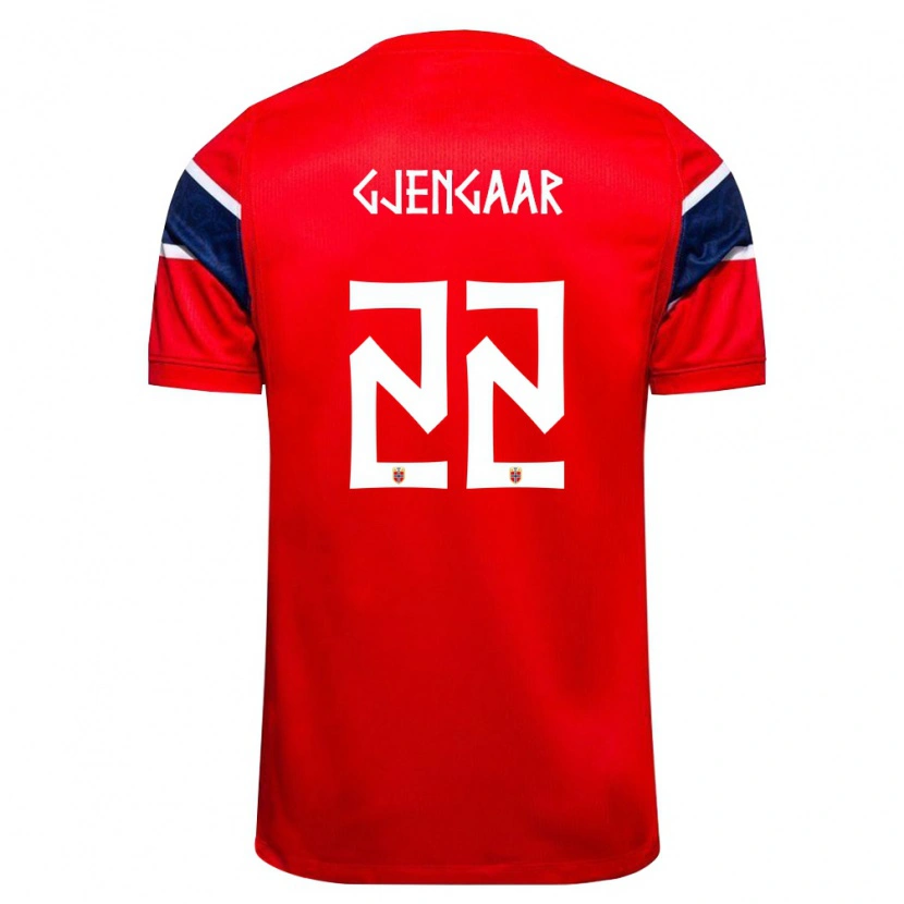 Danxen Pánské Norsko Dennis Gjengaar #22 Červená Námořnická Bílá Domů Hráčské Dresy 26-28 Dres
