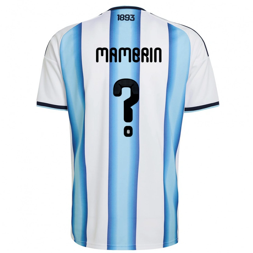 Danxen Pánské Argentina Santino Mambrin #0 Bílá Nebeská Modrá Námořnická Domů Hráčské Dresy 26-28 Dres