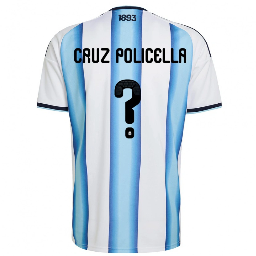 Danxen Pánské Argentina Juan Cruz Policella #0 Bílá Nebeská Modrá Námořnická Domů Hráčské Dresy 26-28 Dres