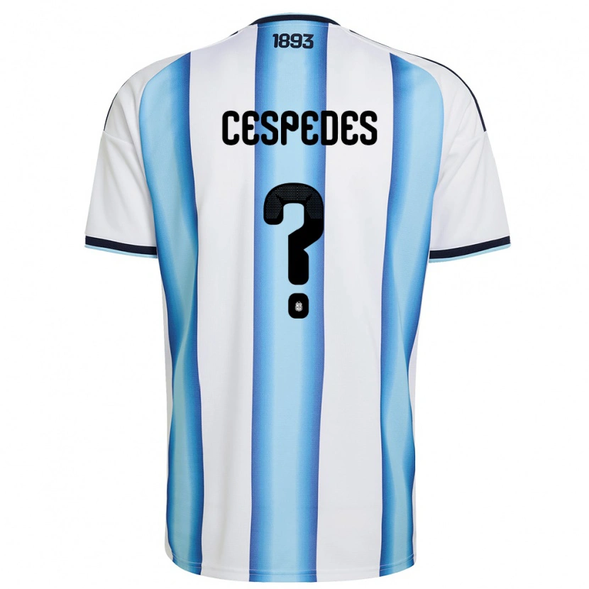 Danxen Pánské Argentina Valentin Cespedes #0 Bílá Nebeská Modrá Námořnická Domů Hráčské Dresy 26-28 Dres