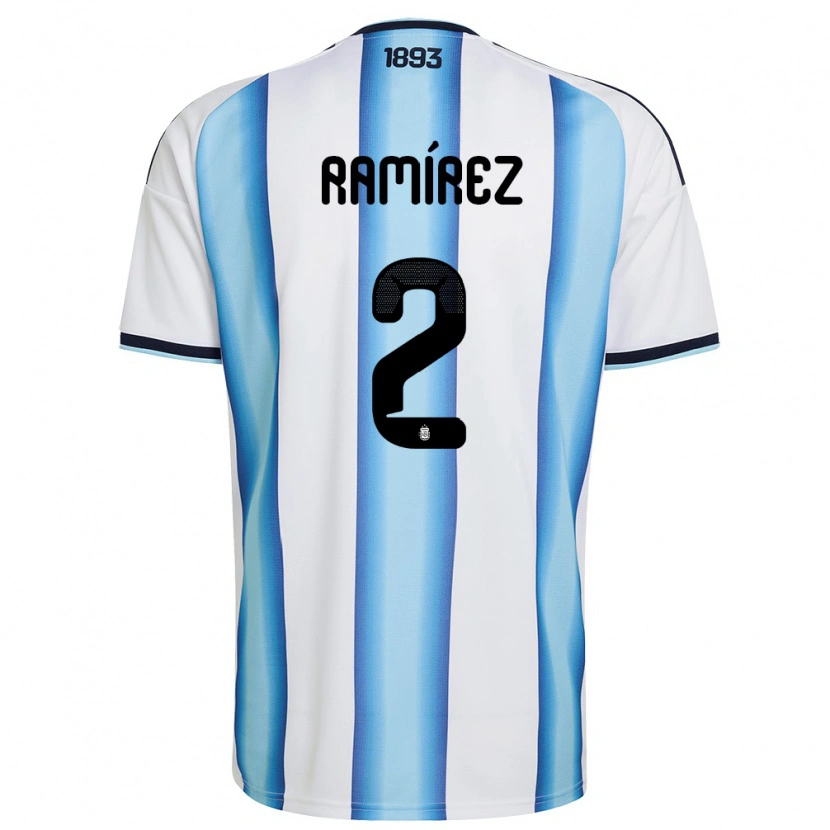 Danxen Pánské Argentina Tobías Ramírez #2 Bílá Nebeská Modrá Námořnická Domů Hráčské Dresy 26-28 Dres