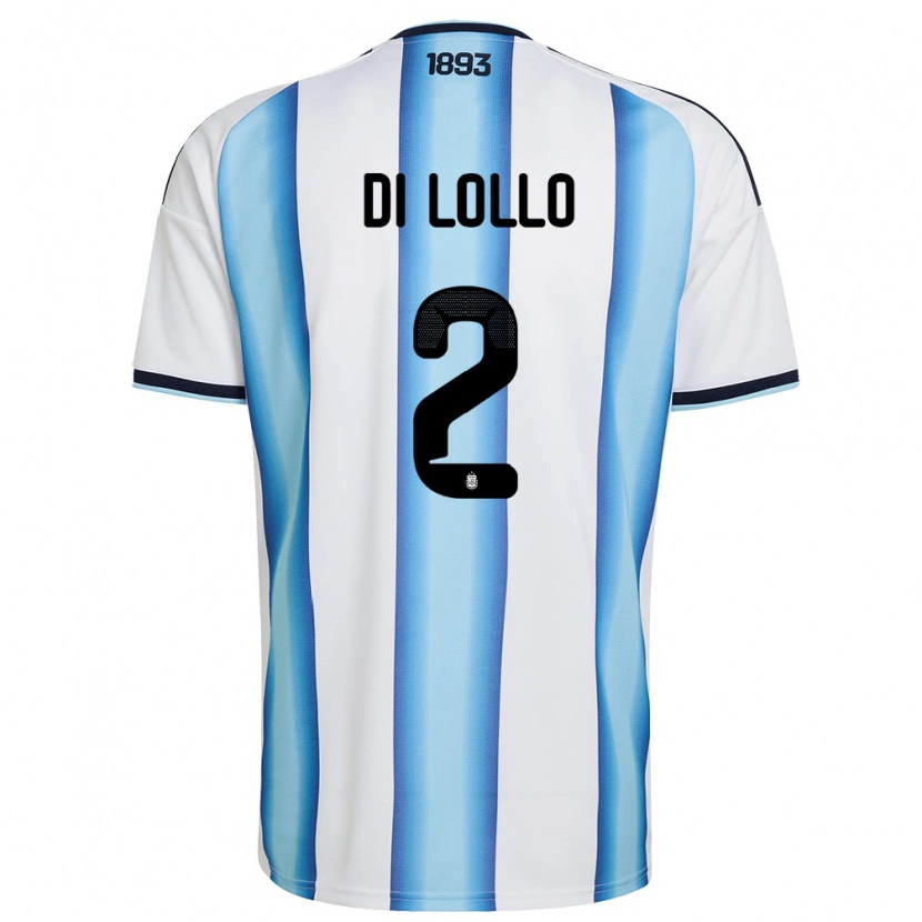 Danxen Pánské Argentina Lautaro Di Lollo #2 Bílá Nebeská Modrá Námořnická Domů Hráčské Dresy 26-28 Dres