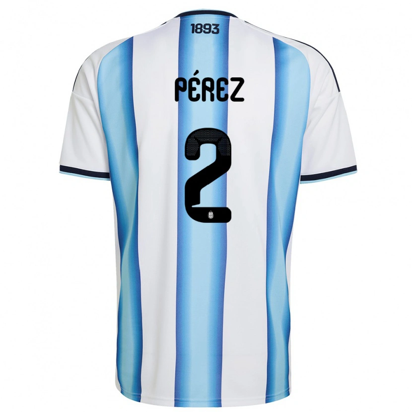 Danxen Pánské Argentina Nehuen Perez #2 Bílá Nebeská Modrá Námořnická Domů Hráčské Dresy 26-28 Dres