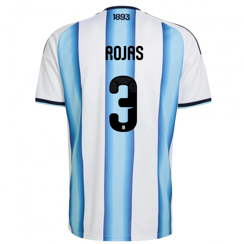 Danxen Pánské Argentina Gabriel Rojas #3 Bílá Nebeská Modrá Námořnická Domů Hráčské Dresy 26-28 Dres