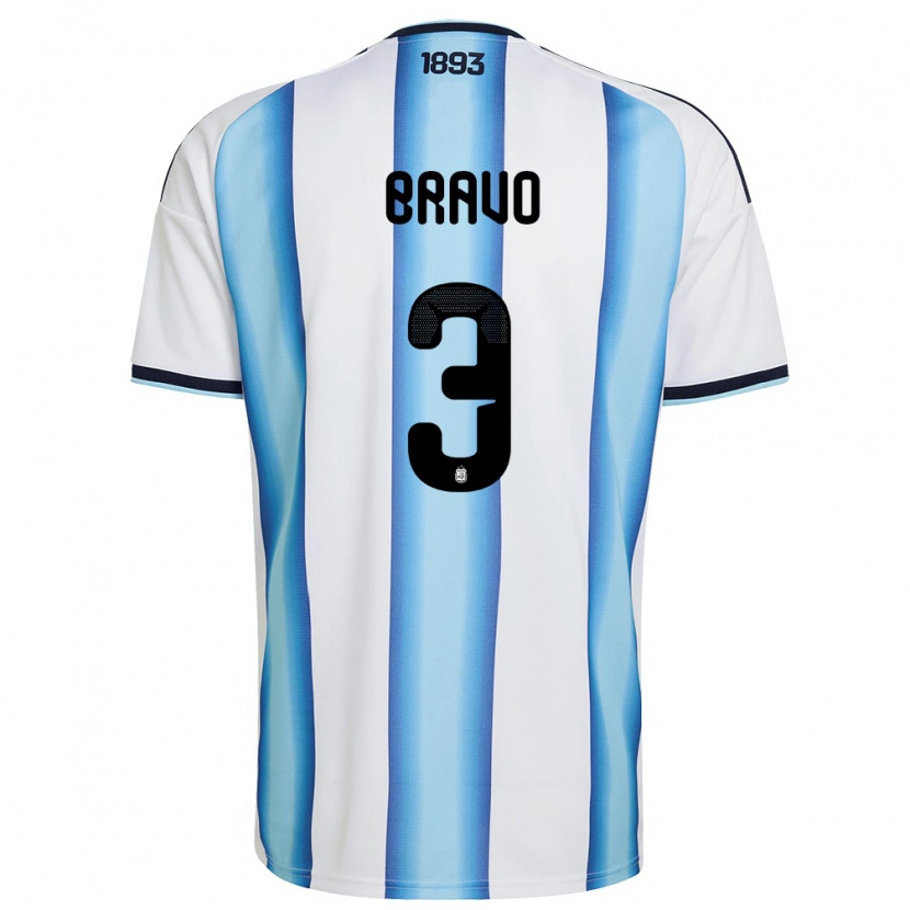 Danxen Pánské Argentina Claudio Bravo #3 Bílá Nebeská Modrá Námořnická Domů Hráčské Dresy 26-28 Dres