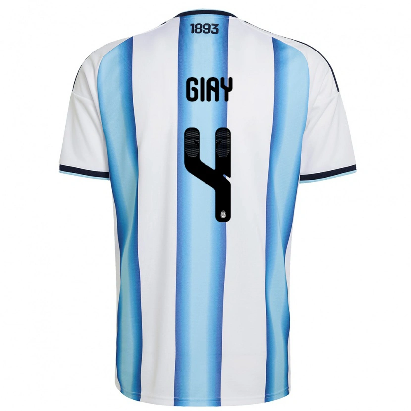 Danxen Pánské Argentina Agustín Giay #4 Bílá Nebeská Modrá Námořnická Domů Hráčské Dresy 26-28 Dres