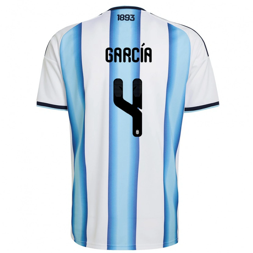 Danxen Pánské Argentina Joaquín García #4 Bílá Nebeská Modrá Námořnická Domů Hráčské Dresy 26-28 Dres