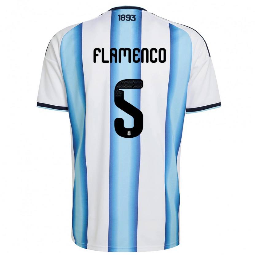 Danxen Pánské Argentina Nahuel Flamenco #5 Bílá Nebeská Modrá Námořnická Domů Hráčské Dresy 26-28 Dres