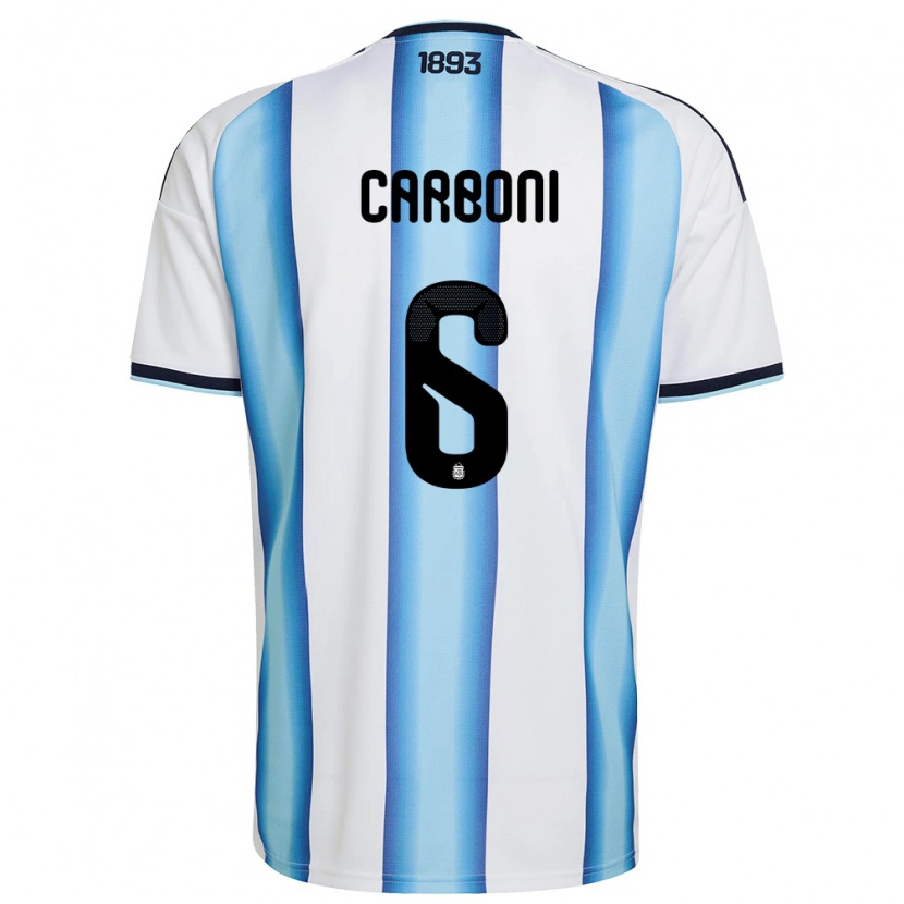 Danxen Pánské Argentina Franco Carboni #6 Bílá Nebeská Modrá Námořnická Domů Hráčské Dresy 26-28 Dres