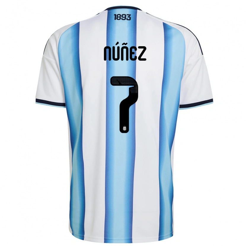 Danxen Pánské Argentina Romina Nunez #7 Bílá Nebeská Modrá Námořnická Domů Hráčské Dresy 26-28 Dres