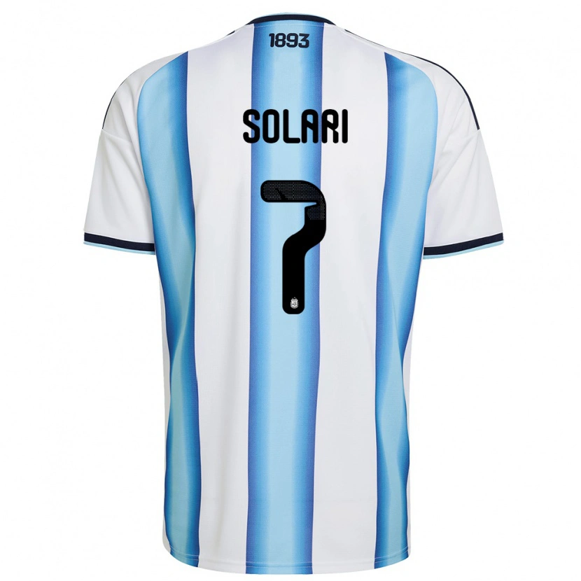 Danxen Pánské Argentina Pablo Solari #7 Bílá Nebeská Modrá Námořnická Domů Hráčské Dresy 26-28 Dres
