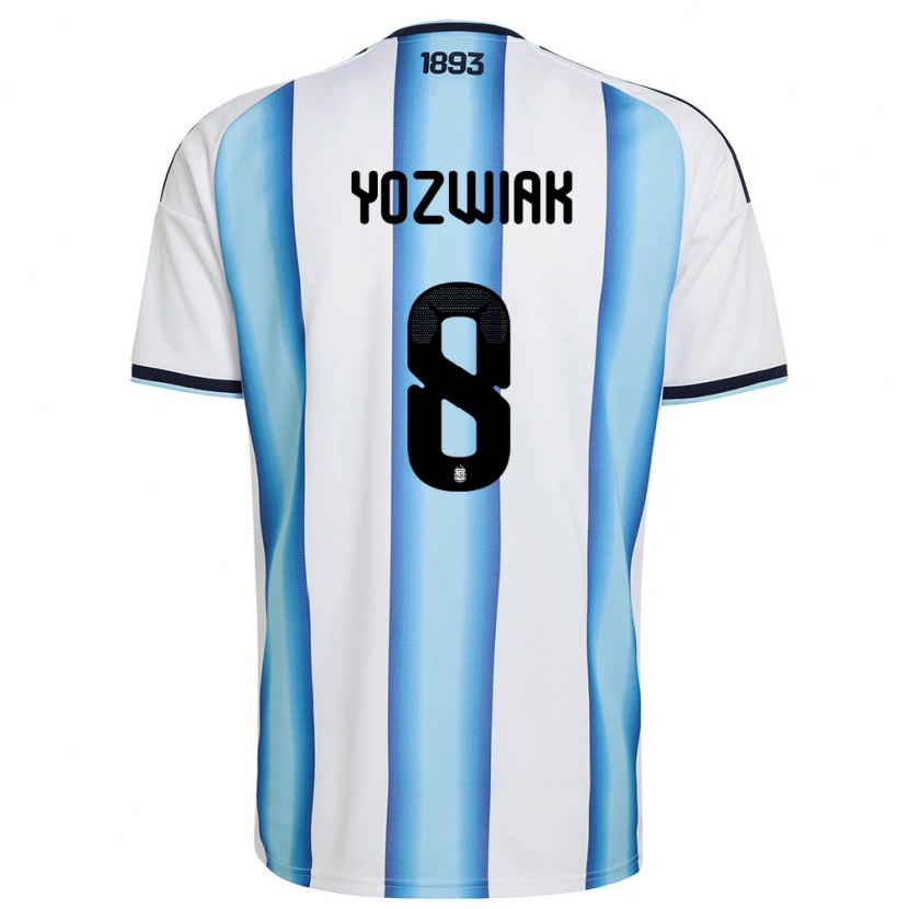 Danxen Pánské Argentina Facundo Yozwiak #8 Bílá Nebeská Modrá Námořnická Domů Hráčské Dresy 26-28 Dres