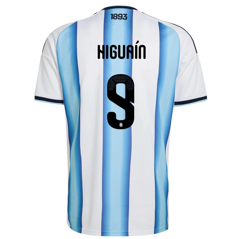 Danxen Pánské Argentina Gonzalo Higuain #9 Bílá Nebeská Modrá Námořnická Domů Hráčské Dresy 26-28 Dres