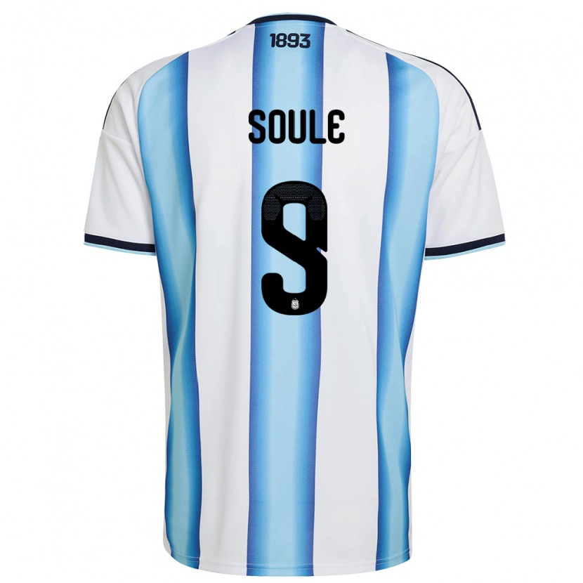 Danxen Pánské Argentina Matias Soule #9 Bílá Nebeská Modrá Námořnická Domů Hráčské Dresy 26-28 Dres