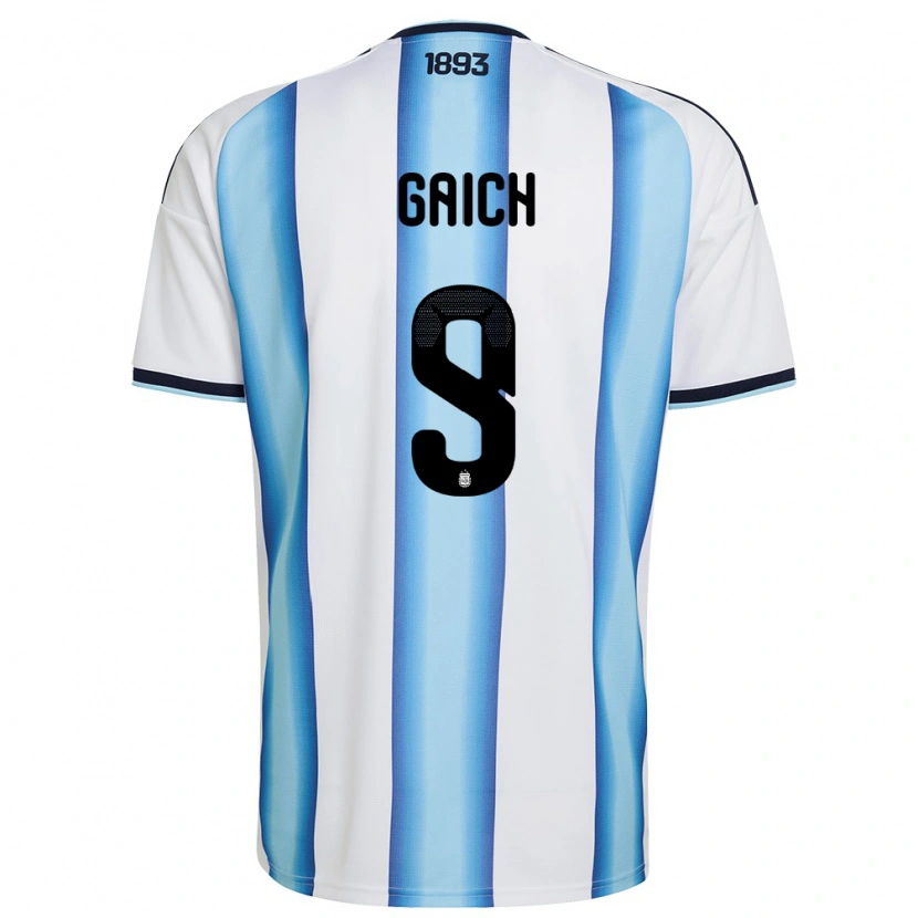 Danxen Pánské Argentina Adolfo Gaich #9 Bílá Nebeská Modrá Námořnická Domů Hráčské Dresy 26-28 Dres