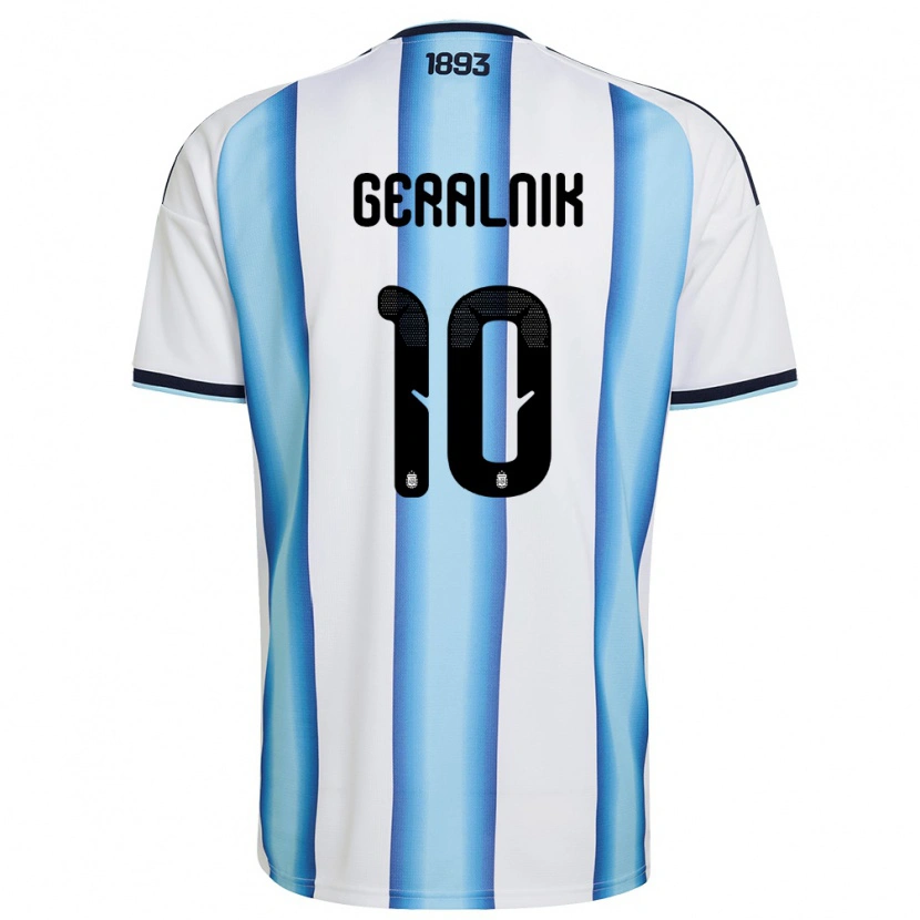 Danxen Pánské Argentina Tiago Geralnik #10 Bílá Nebeská Modrá Námořnická Domů Hráčské Dresy 26-28 Dres