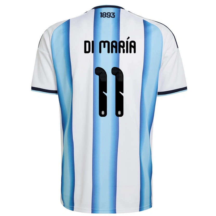 Danxen Pánské Argentina Angel Di Maria #11 Bílá Nebeská Modrá Námořnická Domů Hráčské Dresy 26-28 Dres