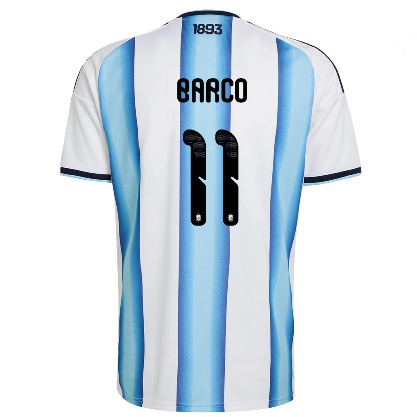 Danxen Pánské Argentina Ezequiel Barco #11 Bílá Nebeská Modrá Námořnická Domů Hráčské Dresy 26-28 Dres