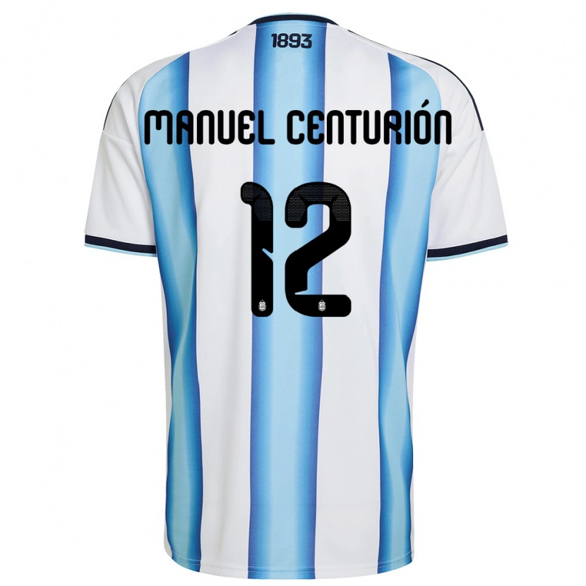 Danxen Pánské Argentina Juan Manuel Centurión #12 Bílá Nebeská Modrá Námořnická Domů Hráčské Dresy 26-28 Dres