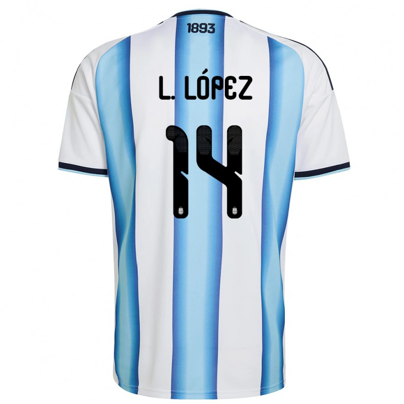 Danxen Pánské Argentina Lautaro Lopez #14 Bílá Nebeská Modrá Námořnická Domů Hráčské Dresy 26-28 Dres
