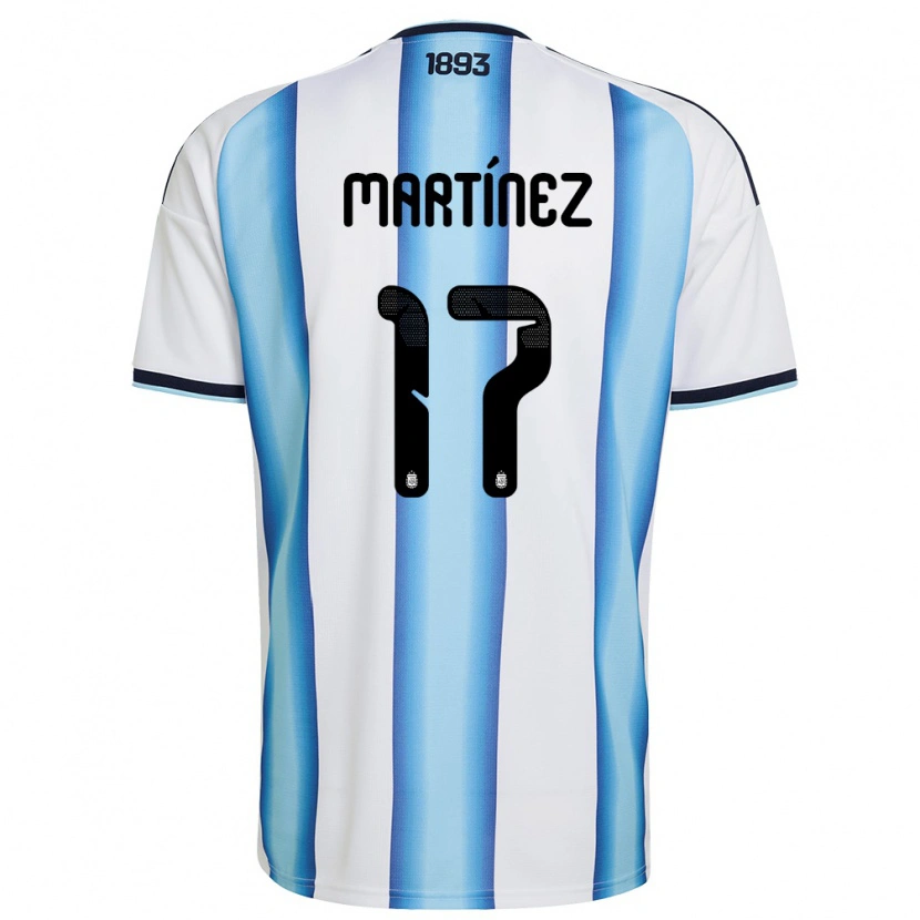 Danxen Pánské Argentina Mateo Martínez #17 Bílá Nebeská Modrá Námořnická Domů Hráčské Dresy 26-28 Dres