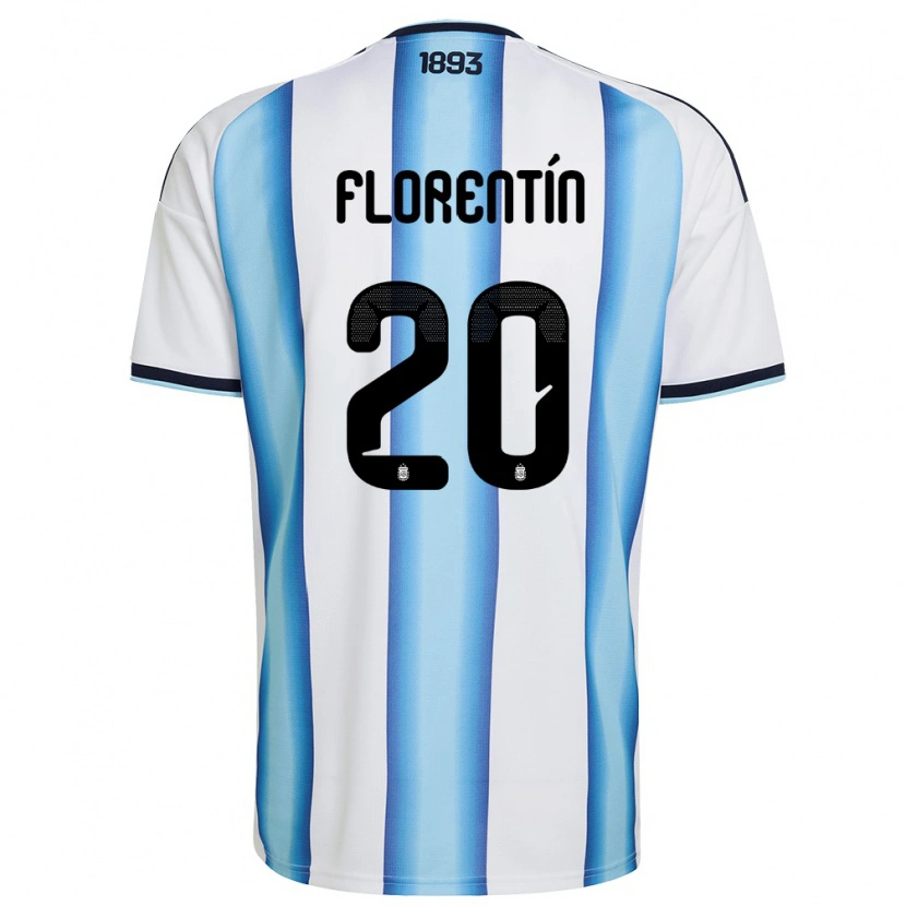 Danxen Pánské Argentina Ciro Florentín #20 Bílá Nebeská Modrá Námořnická Domů Hráčské Dresy 26-28 Dres