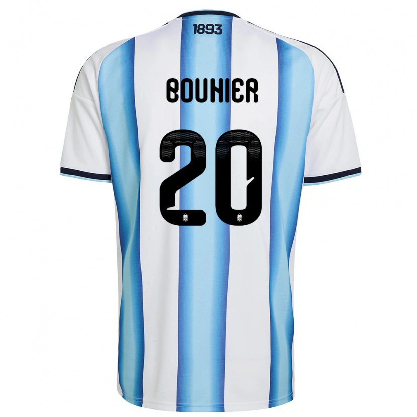 Danxen Pánské Argentina Gastón Bouhier #20 Bílá Nebeská Modrá Námořnická Domů Hráčské Dresy 26-28 Dres