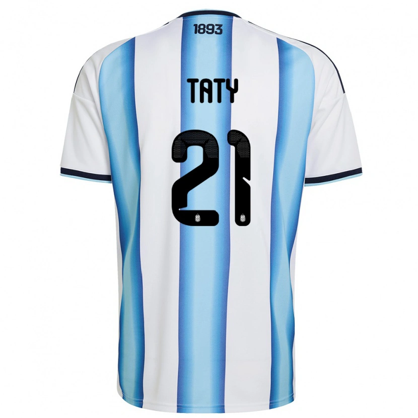 Danxen Pánské Argentina Taty Castellanos #21 Bílá Nebeská Modrá Námořnická Domů Hráčské Dresy 26-28 Dres
