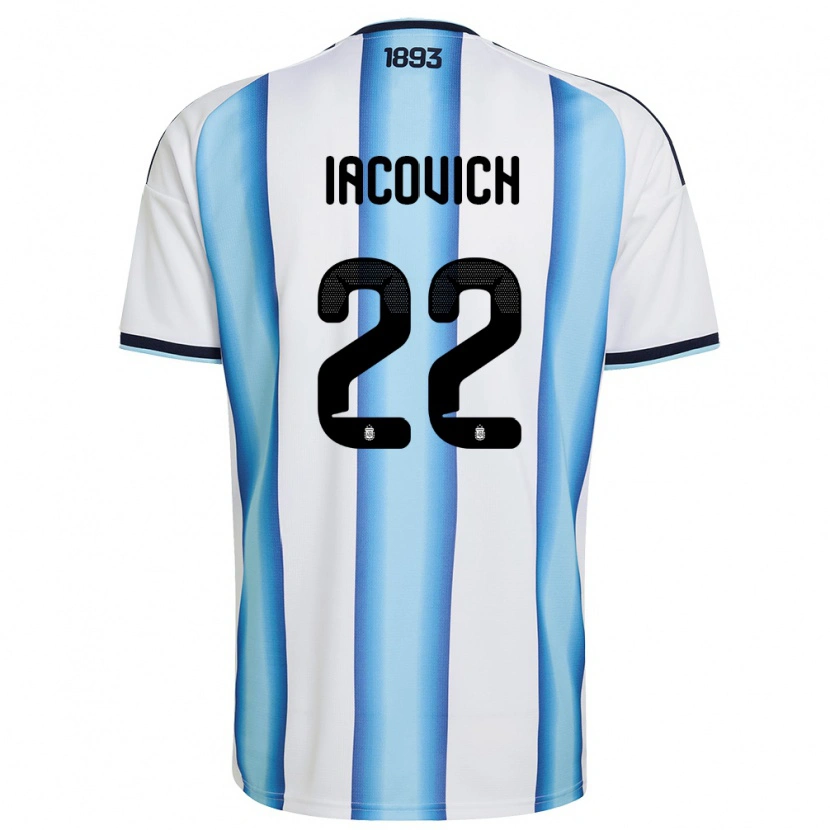 Danxen Pánské Argentina Fabricio Iacovich #22 Bílá Nebeská Modrá Námořnická Domů Hráčské Dresy 26-28 Dres