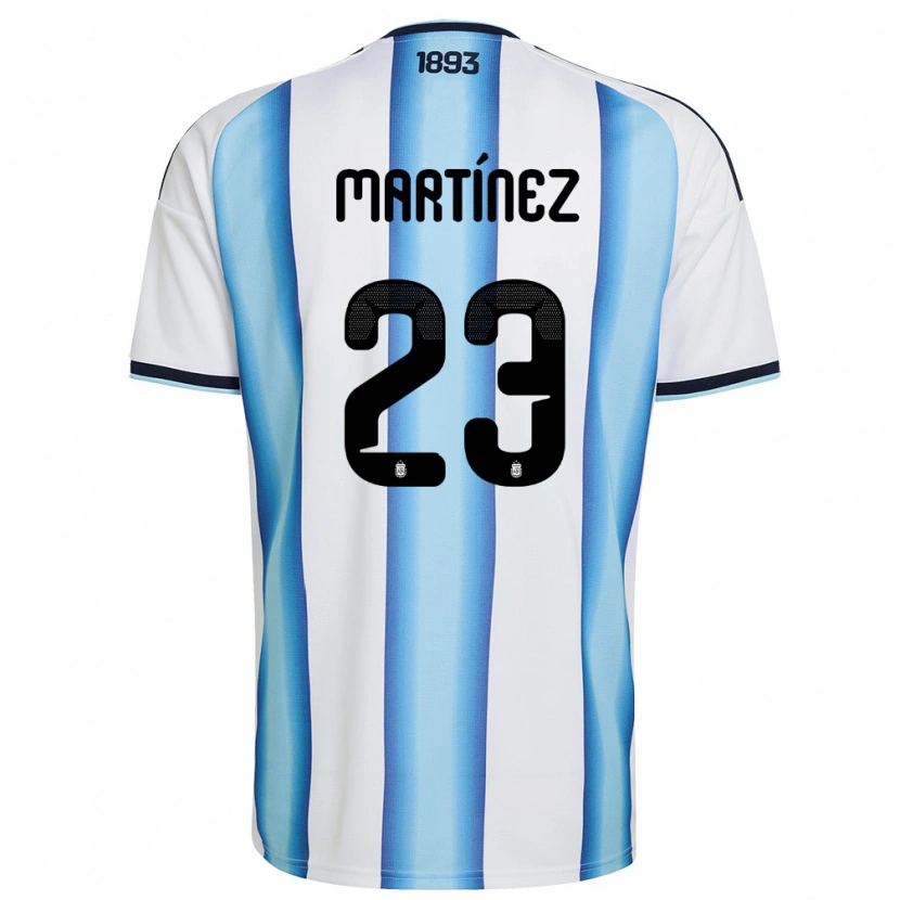 Danxen Pánské Argentina Emiliano Martínez #23 Bílá Nebeská Modrá Námořnická Domů Hráčské Dresy 26-28 Dres