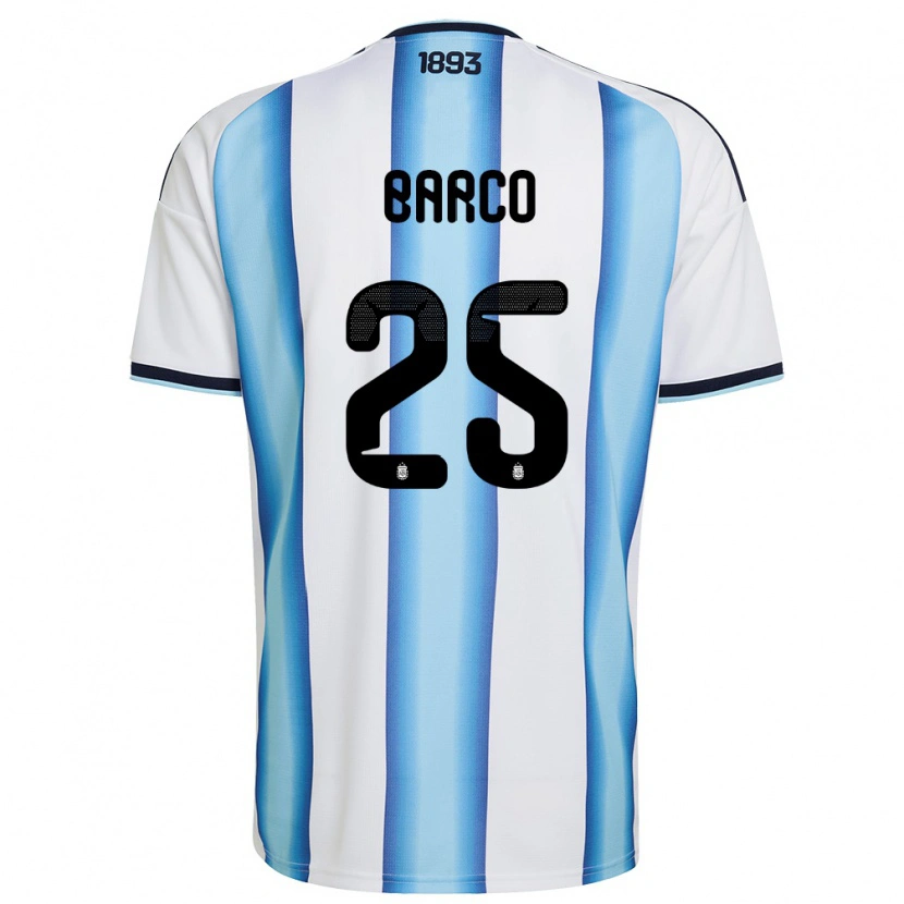Danxen Pánské Argentina Valentín Barco #25 Bílá Nebeská Modrá Námořnická Domů Hráčské Dresy 26-28 Dres
