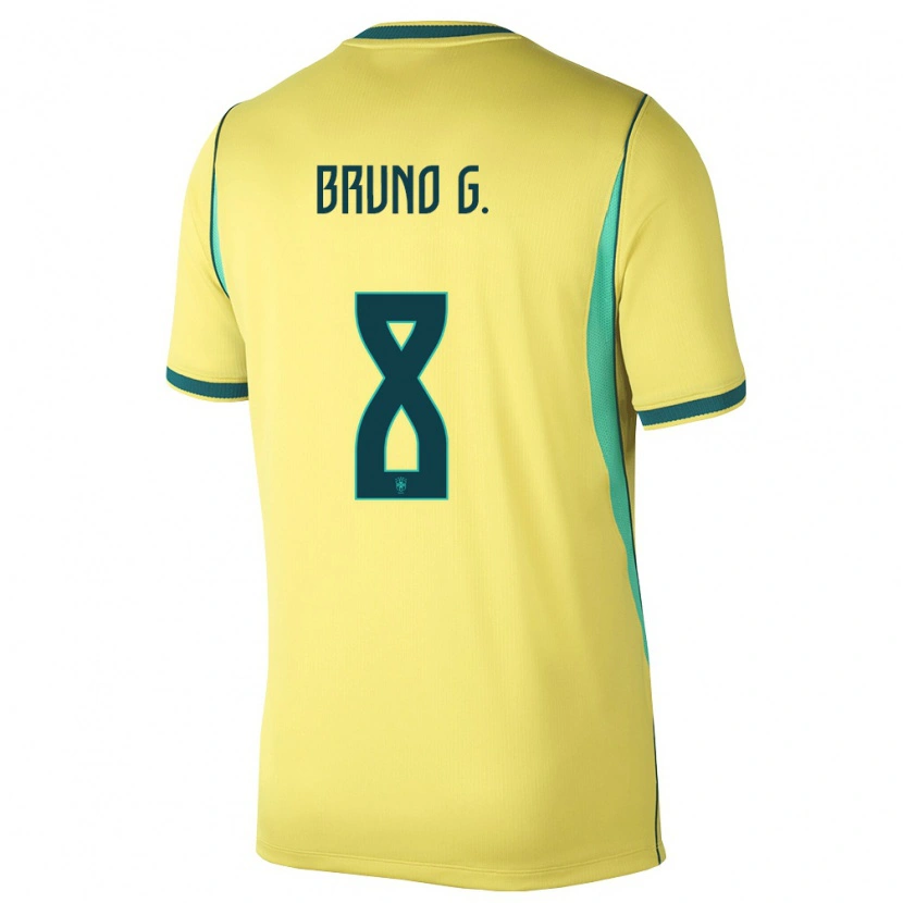 Danxen Pánské Brazílie Bruno Guimarães #8 Žlutá Zelená Domů Hráčské Dresy 26-28 Dres