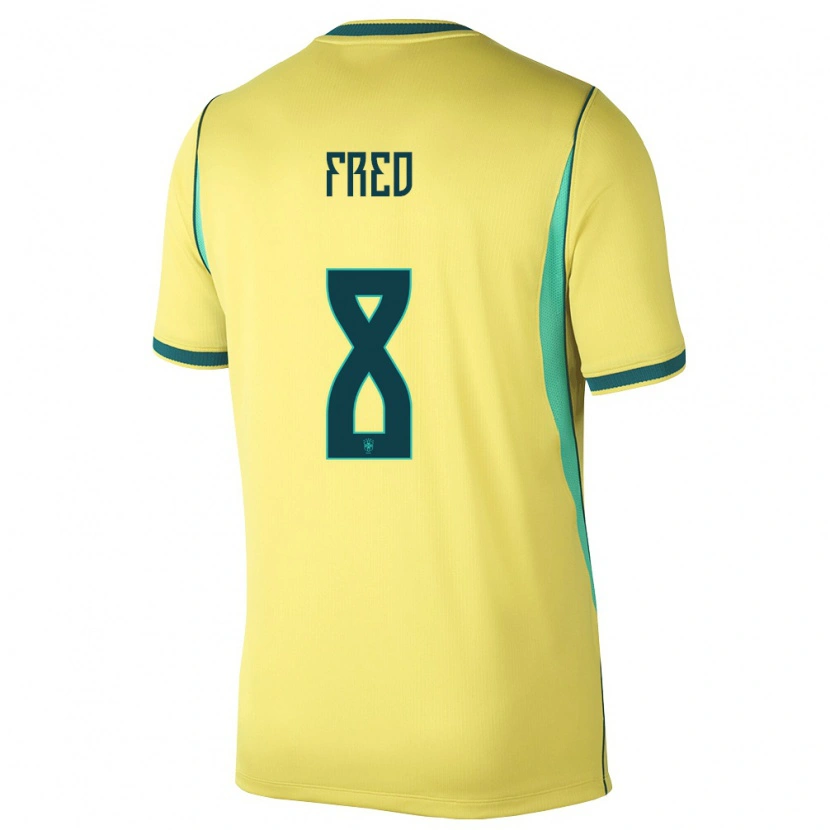 Danxen Pánské Brazílie Fred #8 Žlutá Zelená Domů Hráčské Dresy 26-28 Dres