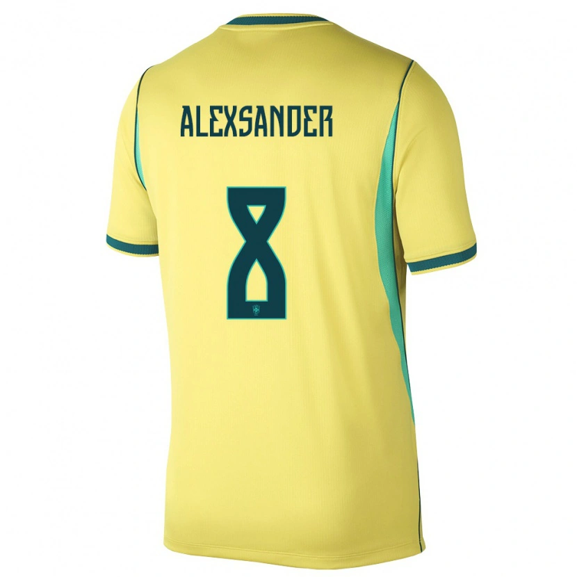 Danxen Pánské Brazílie Alexsander #8 Žlutá Zelená Domů Hráčské Dresy 26-28 Dres