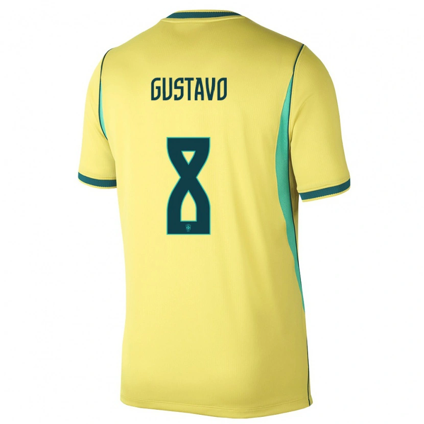 Danxen Pánské Brazílie Luiz Gustavo #8 Žlutá Zelená Domů Hráčské Dresy 26-28 Dres