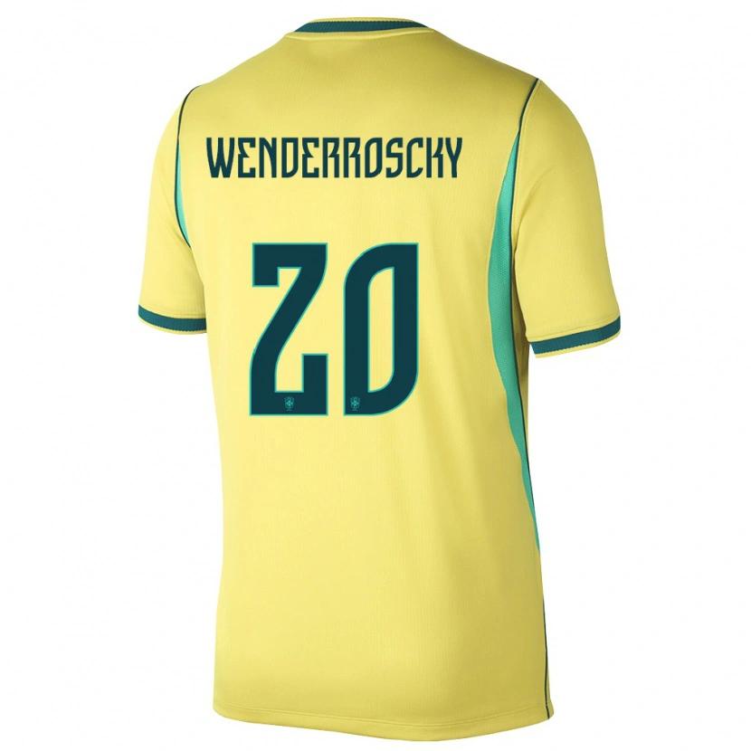 Danxen Pánské Brazílie Arthur Wenderroscky #20 Žlutá Zelená Domů Hráčské Dresy 26-28 Dres