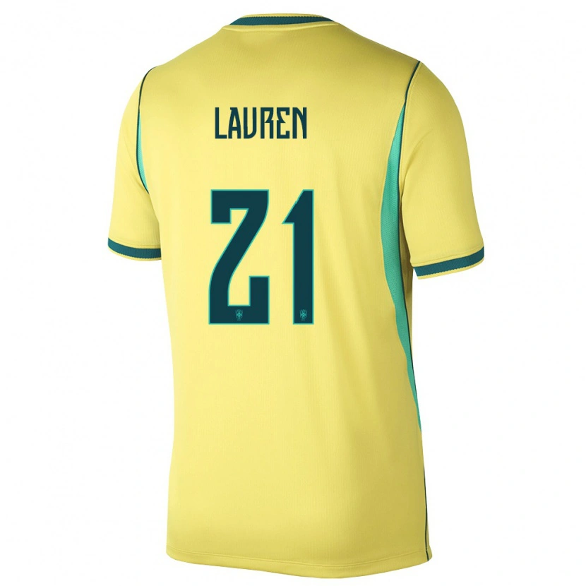 Danxen Pánské Brazílie Lauren Costa #21 Žlutá Zelená Domů Hráčské Dresy 26-28 Dres