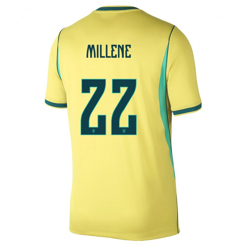 Danxen Pánské Brazílie Millene #22 Žlutá Zelená Domů Hráčské Dresy 26-28 Dres