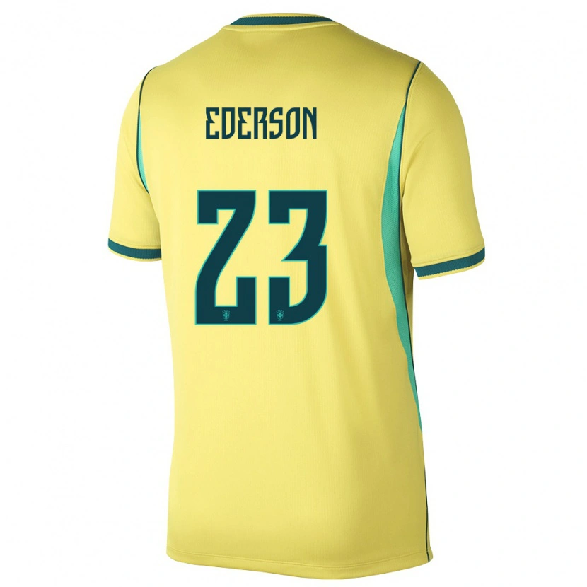 Danxen Pánské Brazílie Ederson #23 Žlutá Zelená Domů Hráčské Dresy 26-28 Dres