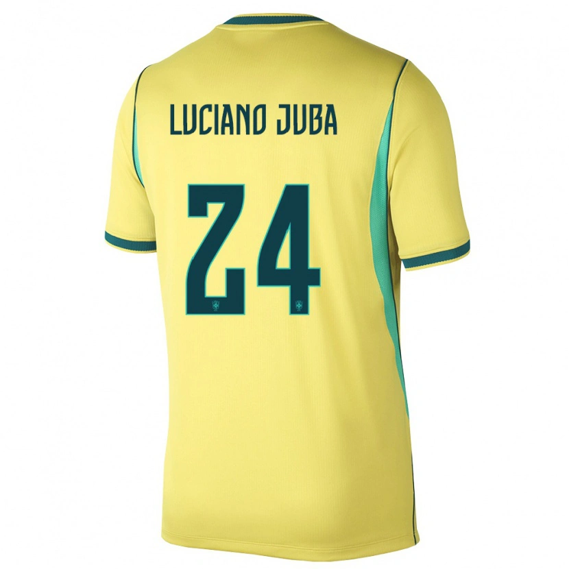 Danxen Pánské Brazílie Luciano Juba #24 Žlutá Zelená Domů Hráčské Dresy 26-28 Dres