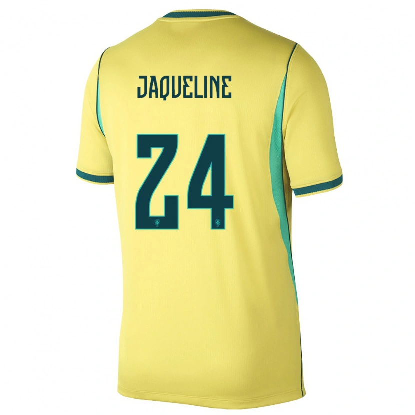Danxen Pánské Brazílie Jaqueline #24 Žlutá Zelená Domů Hráčské Dresy 26-28 Dres