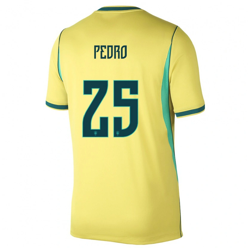 Danxen Pánské Brazílie Pedro #25 Žlutá Zelená Domů Hráčské Dresy 26-28 Dres